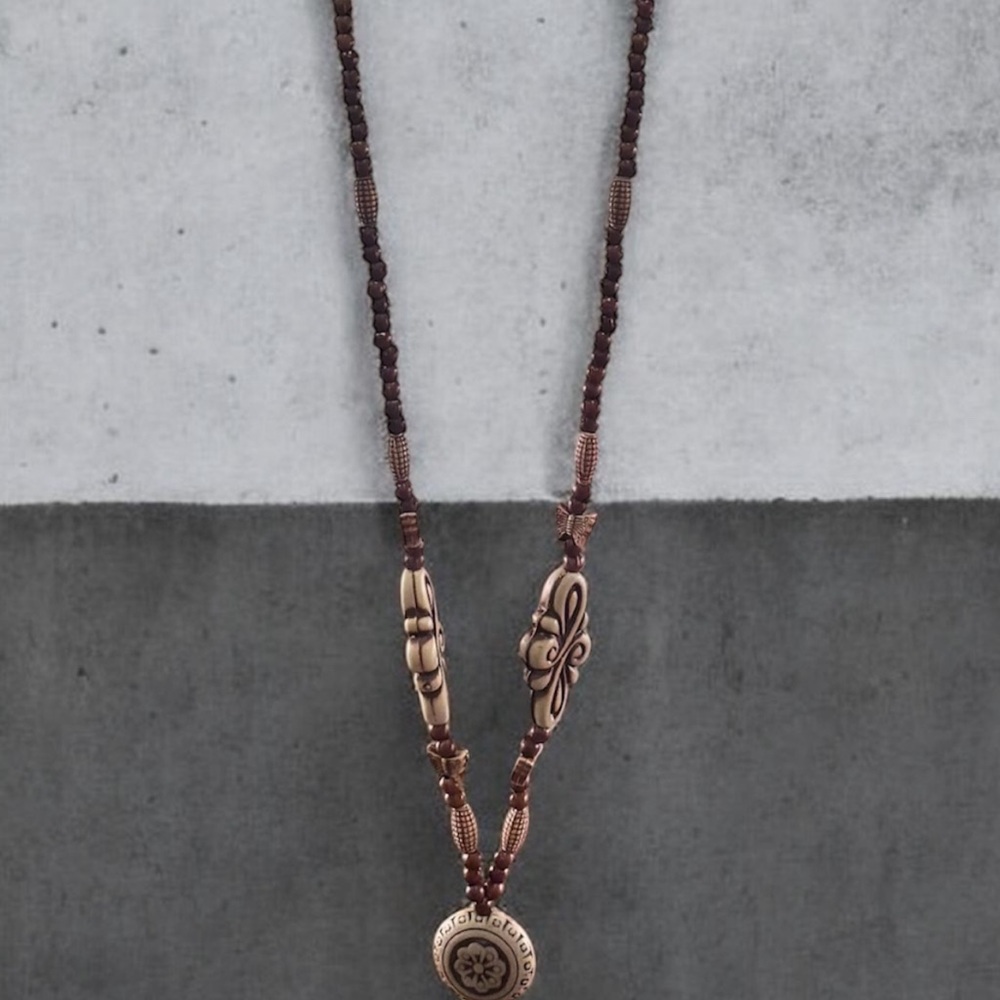 Boho Southwestern Beaded Statement Necklace – Long Charm Drop